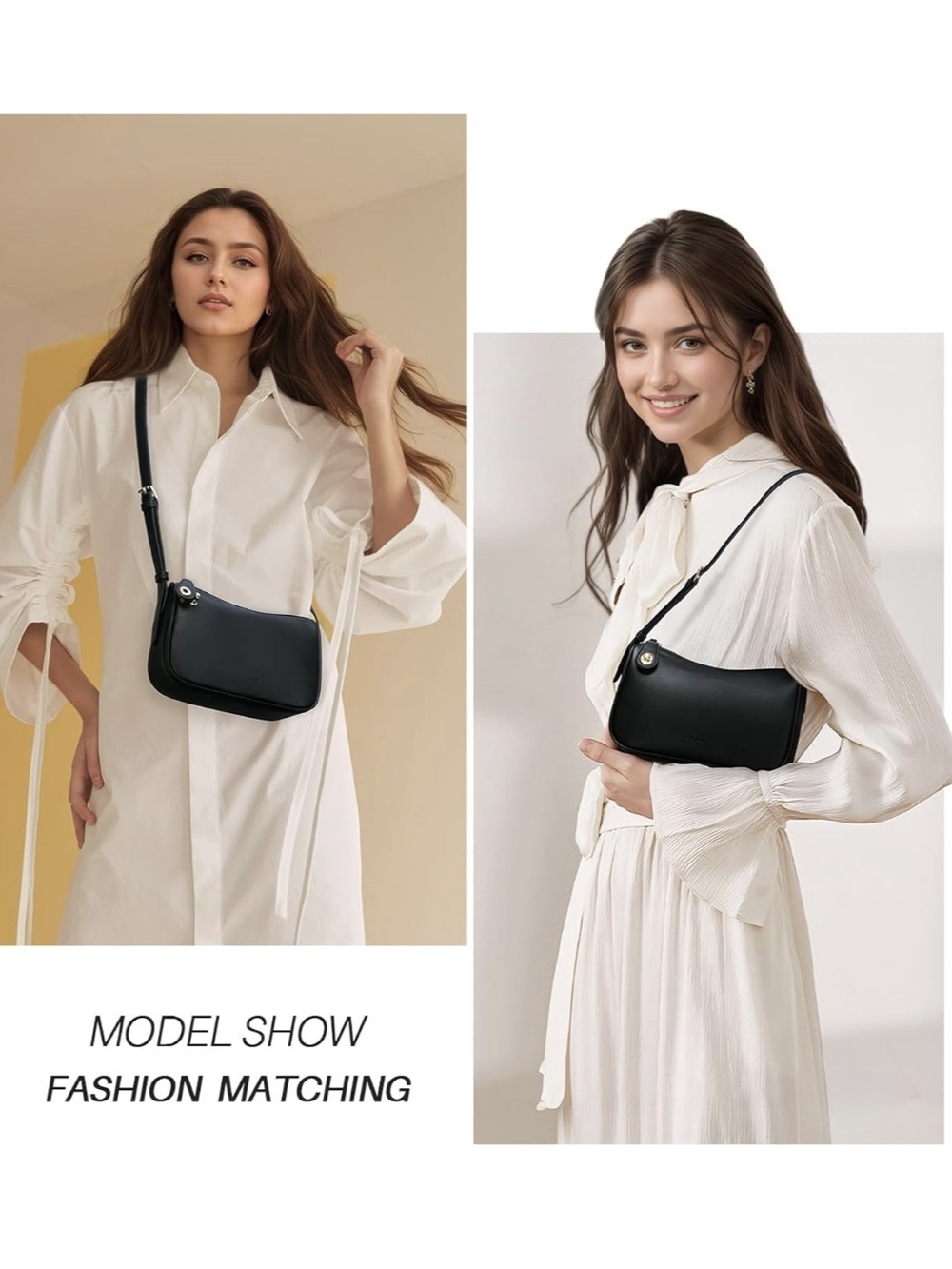 Elegant Black Shoulder Bag for Women - Minimal Crossbody Style
